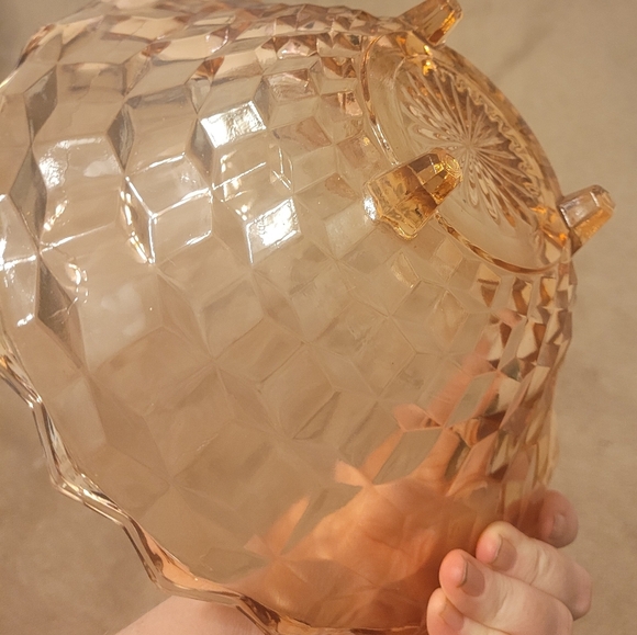 Vintage Pink Depression Glass Cubist Footed Bowl Indiana American Whitehall - Picture 2 of 2